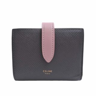 セリーヌ(celine)の【中古】CELINE セリーヌ レザー ストラップウォレット スモール 二つ折り コンパクト財布 - グレー/ピンク by(その他)