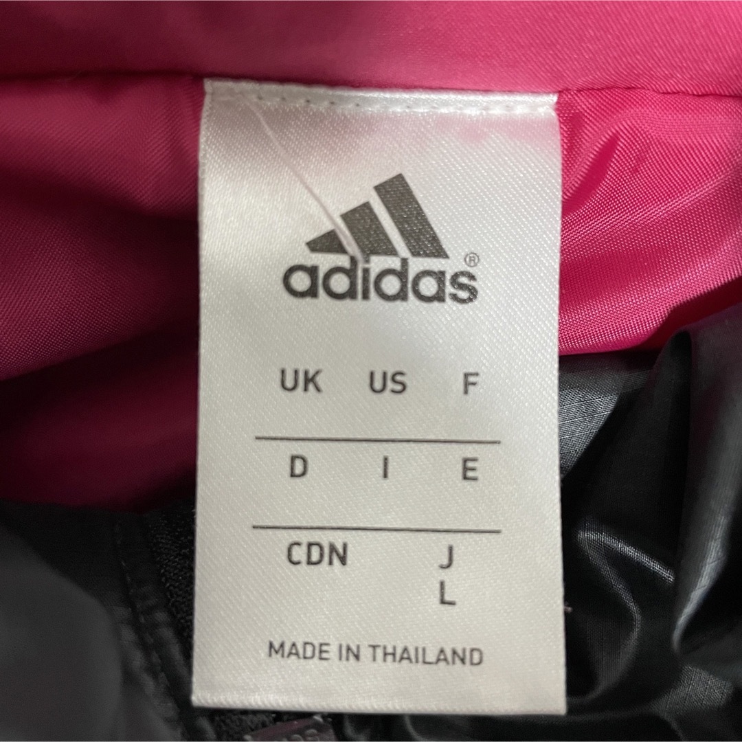 adidas(アディダス)のadidas アディダス ベンチコート Lsize 黒×ピンク レディースのジャケット/アウター(ダウンコート)の商品写真