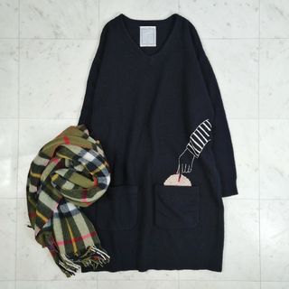 【美品】WONEM????ワイドオープンリブロングワンピース8250円カラー