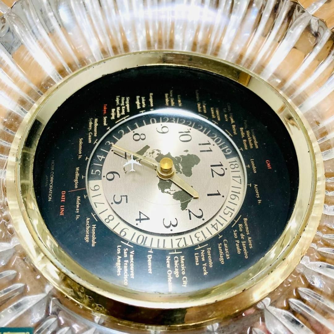 ☆昭和レトロ☆ 1980年代 HOYA クリスタル時計 希少な動作品 飛行機秒針 インテリア/住まい/日用品のインテリア小物(置時計)の商品写真