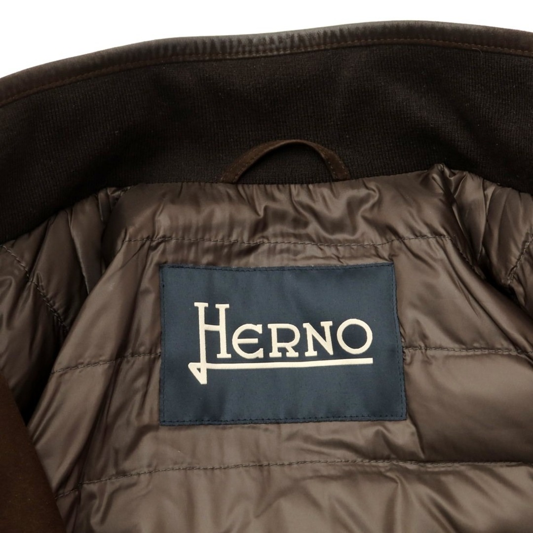 HERNO(ヘルノ)の【中古】ヘルノ Herno シープスエード レザー 中綿ブルゾン ブラウン【サイズ46】【メンズ】 メンズのジャケット/アウター(ダウンジャケット)の商品写真