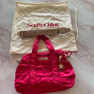 バッグ新品！ＳeeByChloe肩紐付きハンドバッグ☆ベージュピンク