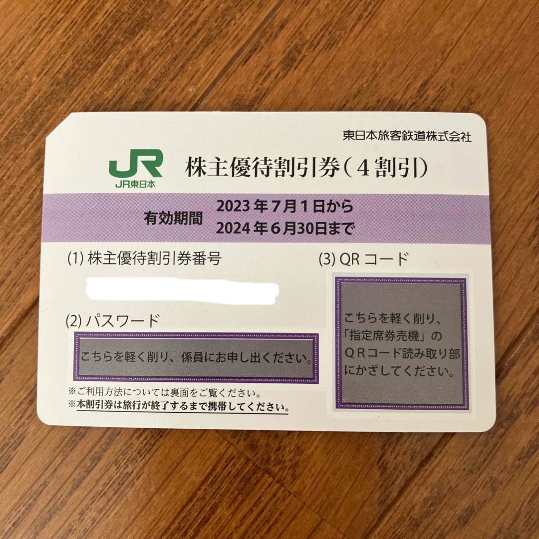 JR(ジェイアール)のJR東日本　株主優待割引券　4割引 チケットの優待券/割引券(その他)の商品写真