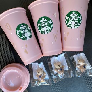 スターバックス(Starbucks)の新品　スターバックス　バレンタイン　リユーザブルカップ　キャップ　3セット(容器)