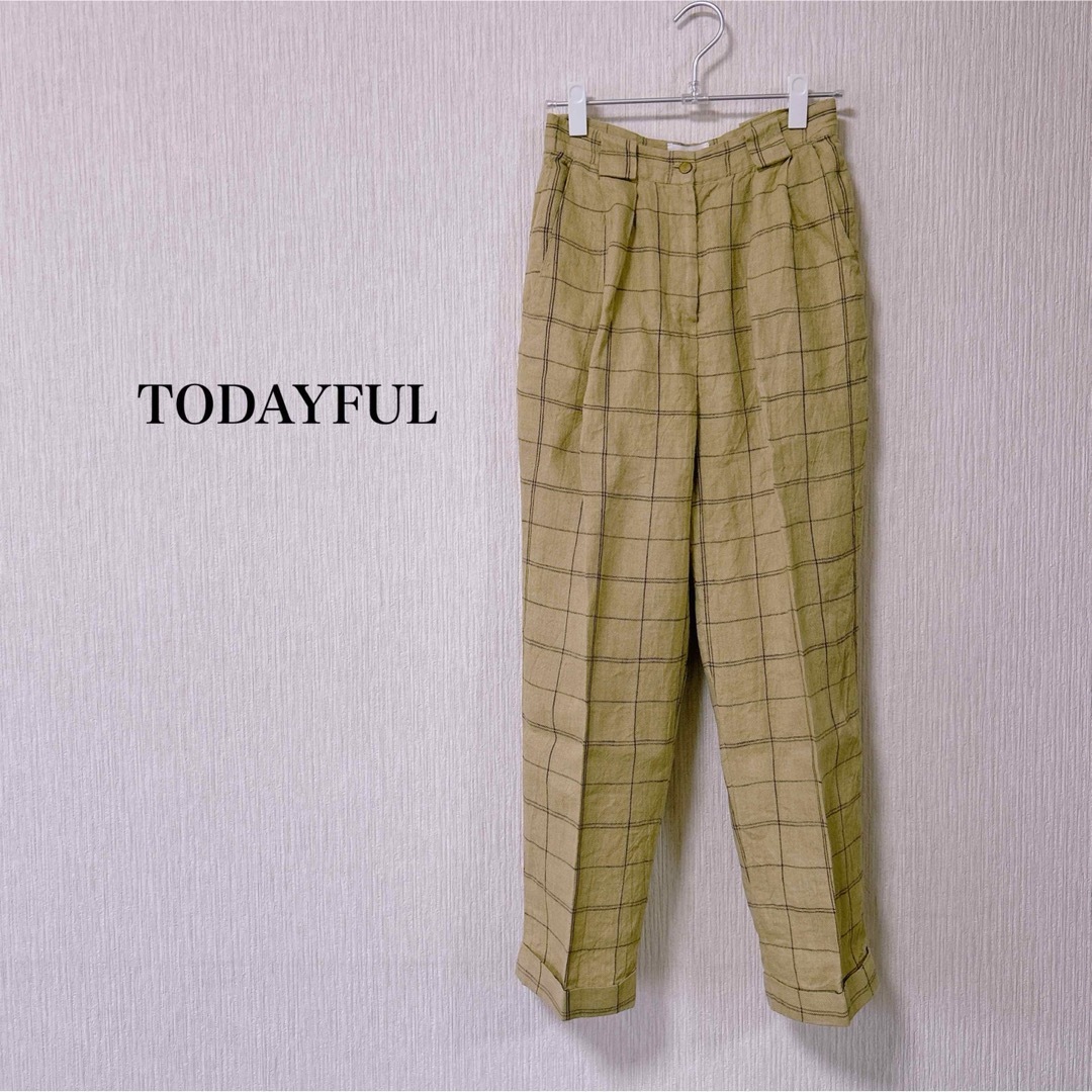 TODAYFUL(トゥデイフル)のTODAYFUL リネンチェックパンツ　36 レディースのパンツ(その他)の商品写真