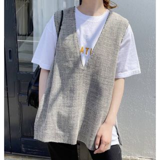 スピックアンドスパン(Spick & Span)のSpick and Span リネンツイードベスト　ブラック(ベスト/ジレ)