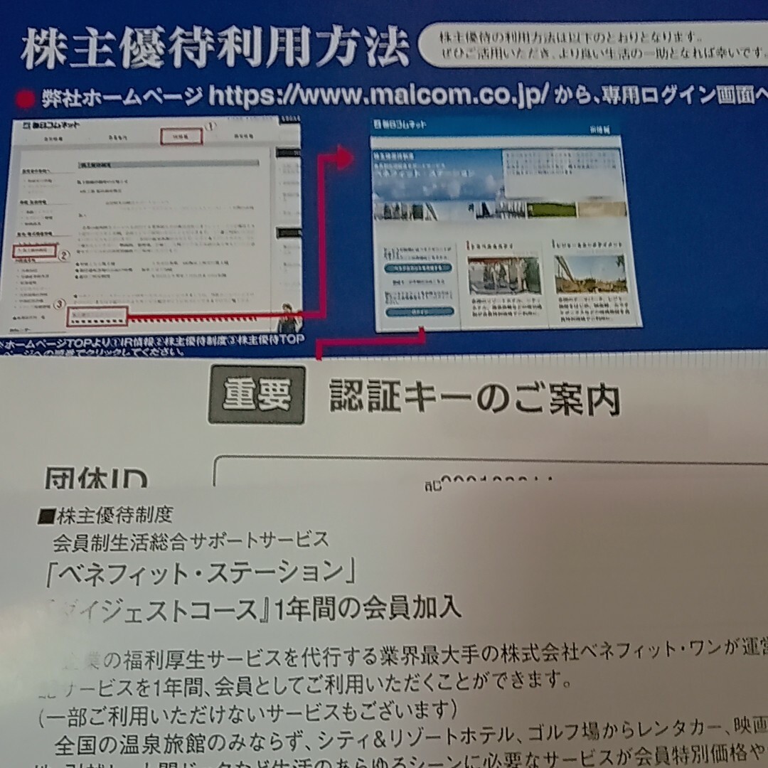 ベネフィットステーション ダイジェストコース 1年間 毎日コムネット 株主優待 チケットの優待券/割引券(その他)の商品写真