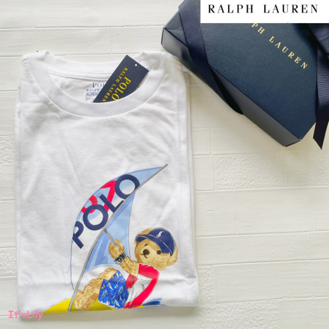Ralph Lauren(ラルフローレン)の大人もOK キッズXL メンズM相当　半袖　白　サーフィンベア　親子コーデ メンズのトップス(Tシャツ/カットソー(半袖/袖なし))の商品写真