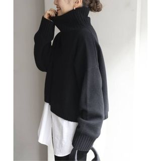 ドゥーズィエムクラス(DEUXIEME CLASSE)の新品 ドゥーズィエムクラス Cropped タートルネックプルオーバー ブラック(ニット/セーター)