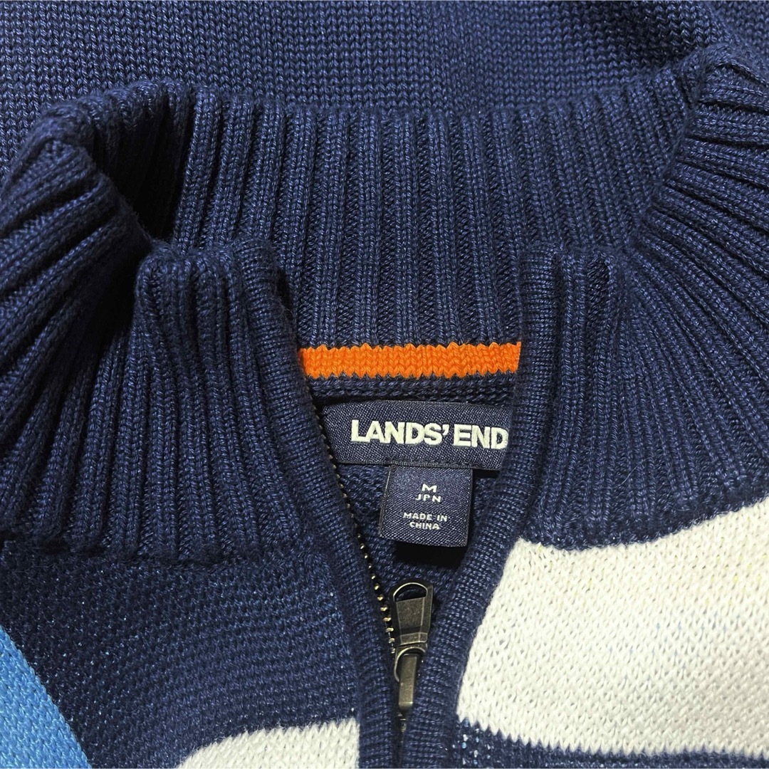 LANDS’END(ランズエンド)のO LANDS END ニット ジップアップ ジャケット ブルゾン ブルー メンズのトップス(ニット/セーター)の商品写真