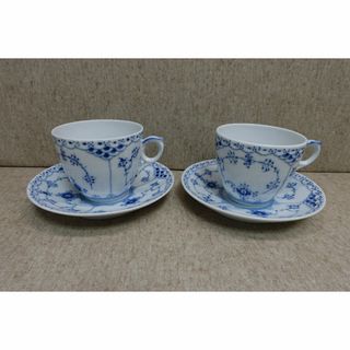 美品 ROYAL COPENHAGEN ロイヤルコペンハーゲン ホワイトフル―テッド 065 066 コーヒーカップ＆ソーサー 2客 ペア SY7252K