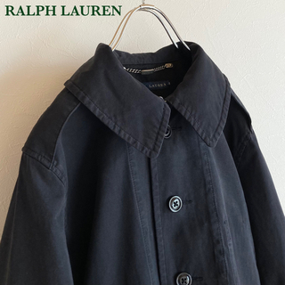 ラルフローレン(Ralph Lauren)のラルフローレン コットン ツイル ミリタリージャケット ハーフコート S 黒(ミリタリージャケット)