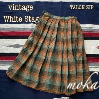 ヴィンテージ(VINTAGE)のvintage White Stag ウール スカート TALON USA(ひざ丈スカート)