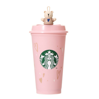 スターバックス(Starbucks)のスターバックス　バレンタイン　リユーザブルカップ　ベアリスタ　キャップ(グラス/カップ)