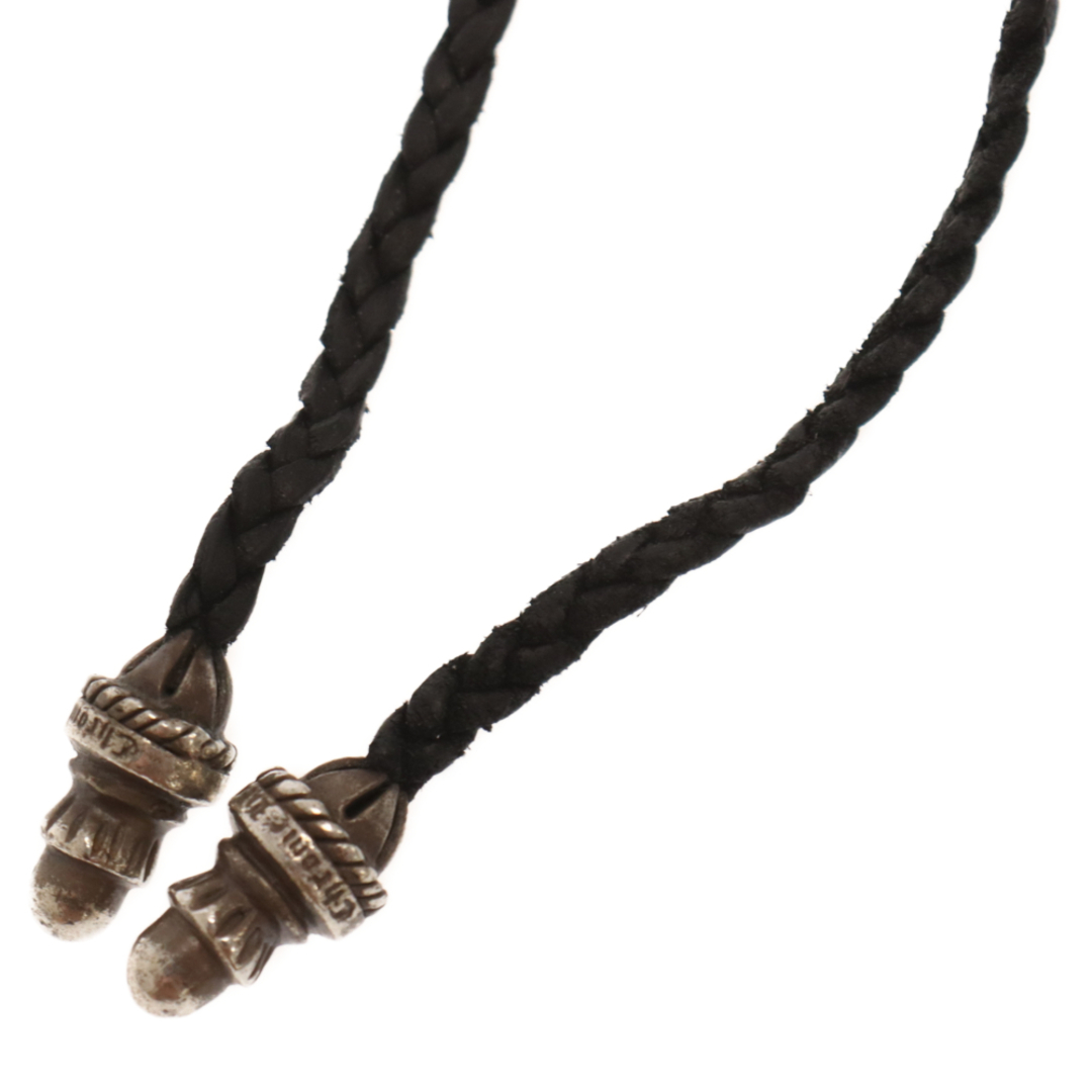 CHROME HEARTS クロムハーツ Leather Braid w/SM Bolo Tips ボロチップ レザー ブレード ネックレス37ミリ総重量