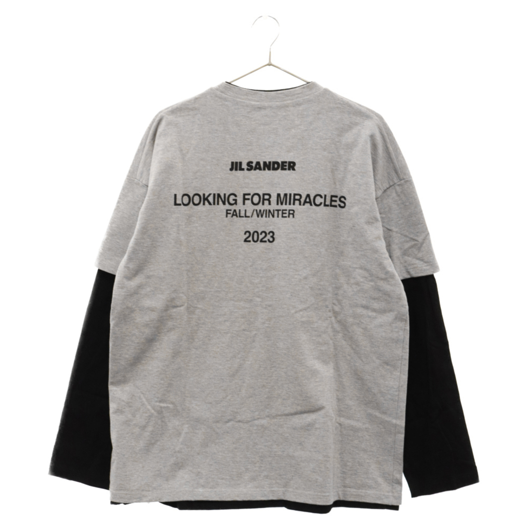 Jil Sander(ジルサンダー)のJIL SANDER ジルサンダー 23AW BackPrint Layered L/S Tee J61GC0001 JTN233 バックプリント レイヤード 長袖Tシャツ カットソー グレー/ブラック メンズのトップス(Tシャツ/カットソー(七分/長袖))の商品写真