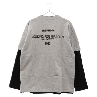 ジルサンダー(Jil Sander)のJIL SANDER ジルサンダー 23AW BackPrint Layered L/S Tee J61GC0001 JTN233 バックプリント レイヤード 長袖Tシャツ カットソー グレー/ブラック(Tシャツ/カットソー(七分/長袖))