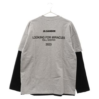 ジルサンダー(Jil Sander)のJIL SANDER ジルサンダー 23AW BackPrint Layered L/S Tee J61GC0001 JTN233 バックプリント レイヤード 長袖Tシャツ カットソー グレー/ブラック(Tシャツ/カットソー(七分/長袖))