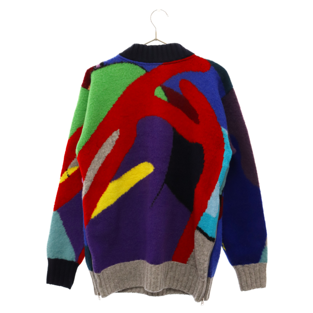 sacai(サカイ)のSacai サカイ 21AW×KAWS Jaqcuard Knit Pullover 21-02579M ジャガード サイドジップ ニット 長袖セーター マルチカラー メンズのトップス(ニット/セーター)の商品写真