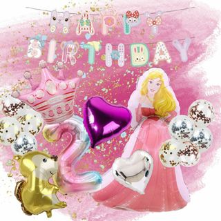 ディズニー(Disney)の数字２｜オーロラ姫バルーンセット｜誕生日・記念日・パーティー｜ディズニー風船｜(その他)