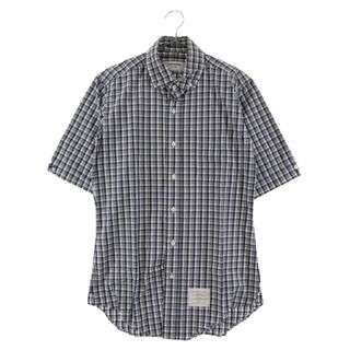 トムブラウン(THOM BROWNE)のTHOM BROWNE トムブラウン チェック ボタンダウンシャツ 半袖シャツ ネイビー/ホワイト(シャツ)