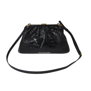 バレンシアガ(Balenciaga)のBALENCIAGA バレンシアガ ショルダーバッグ クロッカークラウド クロコ型押しがま口 638540 ゴールド金具 美品 中古 59201(ハンドバッグ)