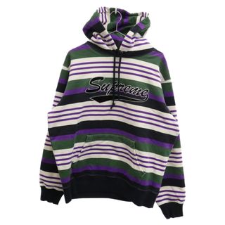 シュプリーム(Supreme)のSUPREME シュプリーム 18SS Striped Hooded Sweatshirt ボーダー柄 プルオーバーパーカー グリーン/パープル(パーカー)