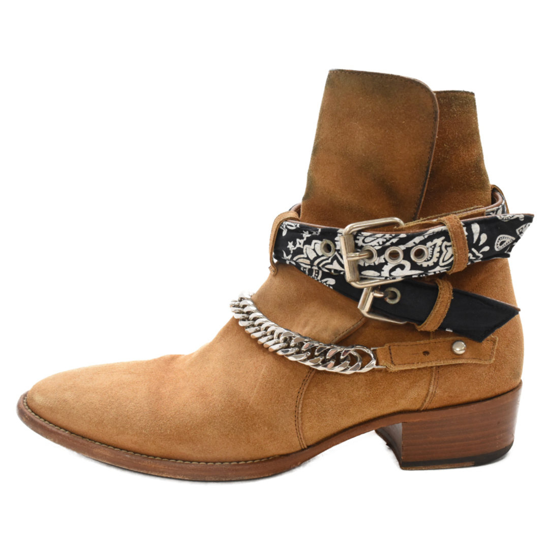 11センチ全高AMIRI アミリ 18AW BANDANA BUCKLE BOOT バンダナバックル スエードブーツ ブラウン W9F22347SU