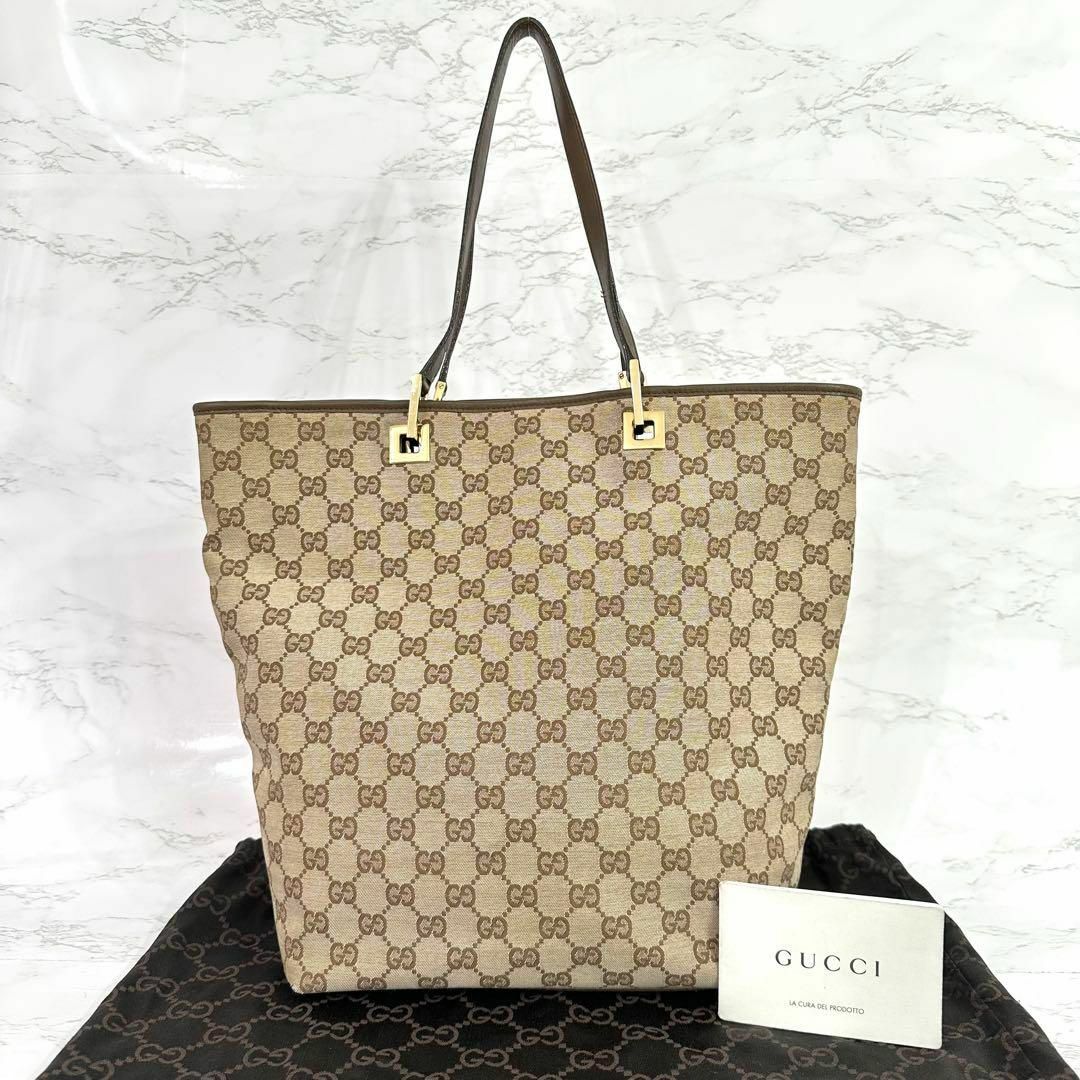 Gucci(グッチ)のグッチ GUCCI トートバッグ GGキャンバス レザー ベージュ ブラウン レディースのバッグ(トートバッグ)の商品写真