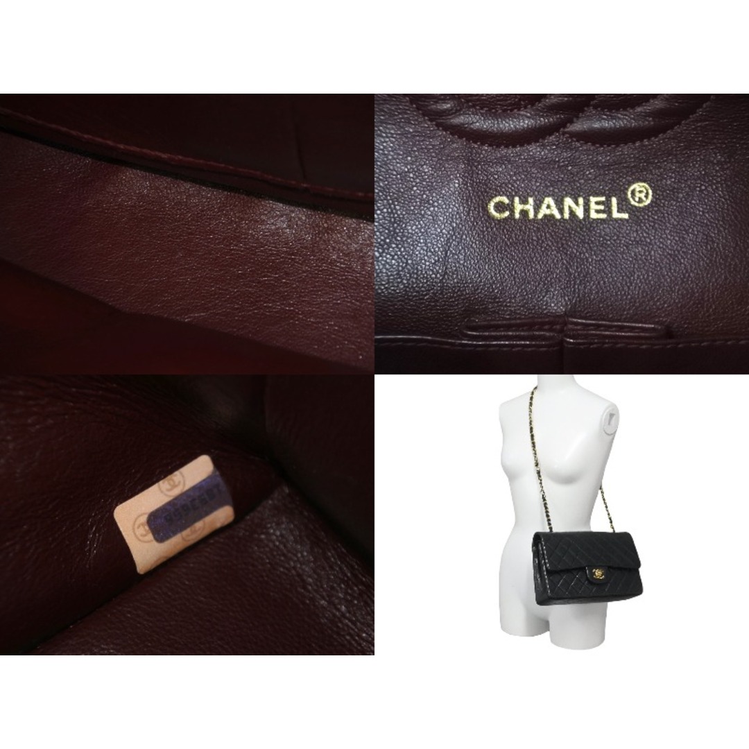 CHANEL シャネル マトラッセ 25 ショルダーバッグ ダブルフラップ 1番台 ラムスキン ブラック ゴールド 美品  59294