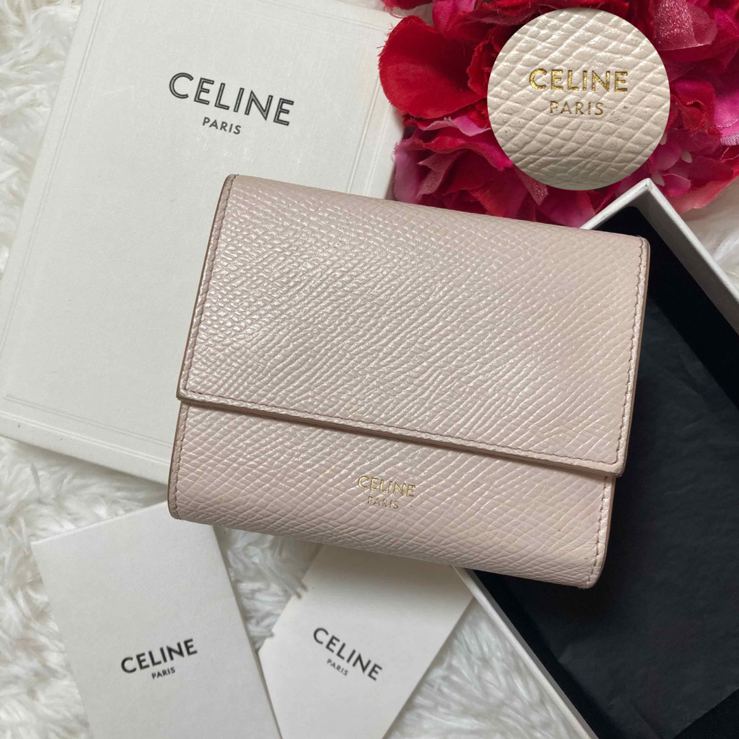 【美品・袋・ケアカード付✨】CELINE　トリフォールド　現行　折財布