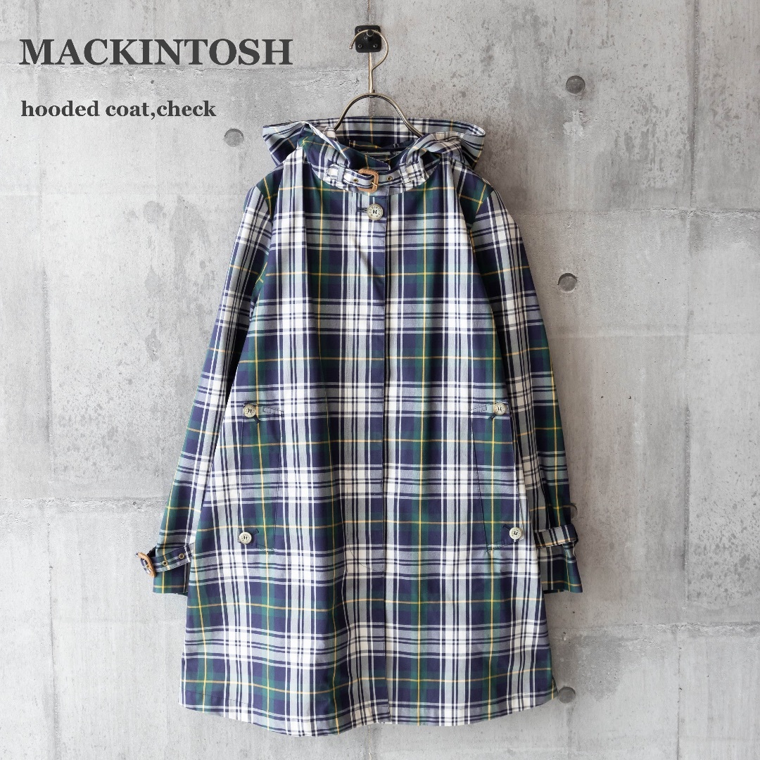 ジャケット/アウター【MACKINTOSH】フーデッドコート　タータンチェック　比翼　グリーン