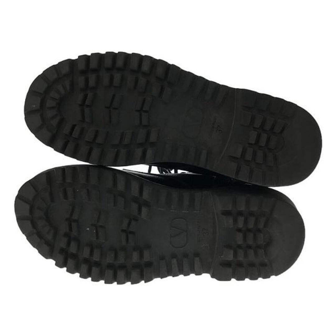 valentino garavani(ヴァレンティノガラヴァーニ)のVALENTINO GARAVANI / ヴァレンティノガラヴァーニ | レザー サイドジップ コンバットブーツ | 37 | ブラック | レディース レディースの靴/シューズ(ブーツ)の商品写真