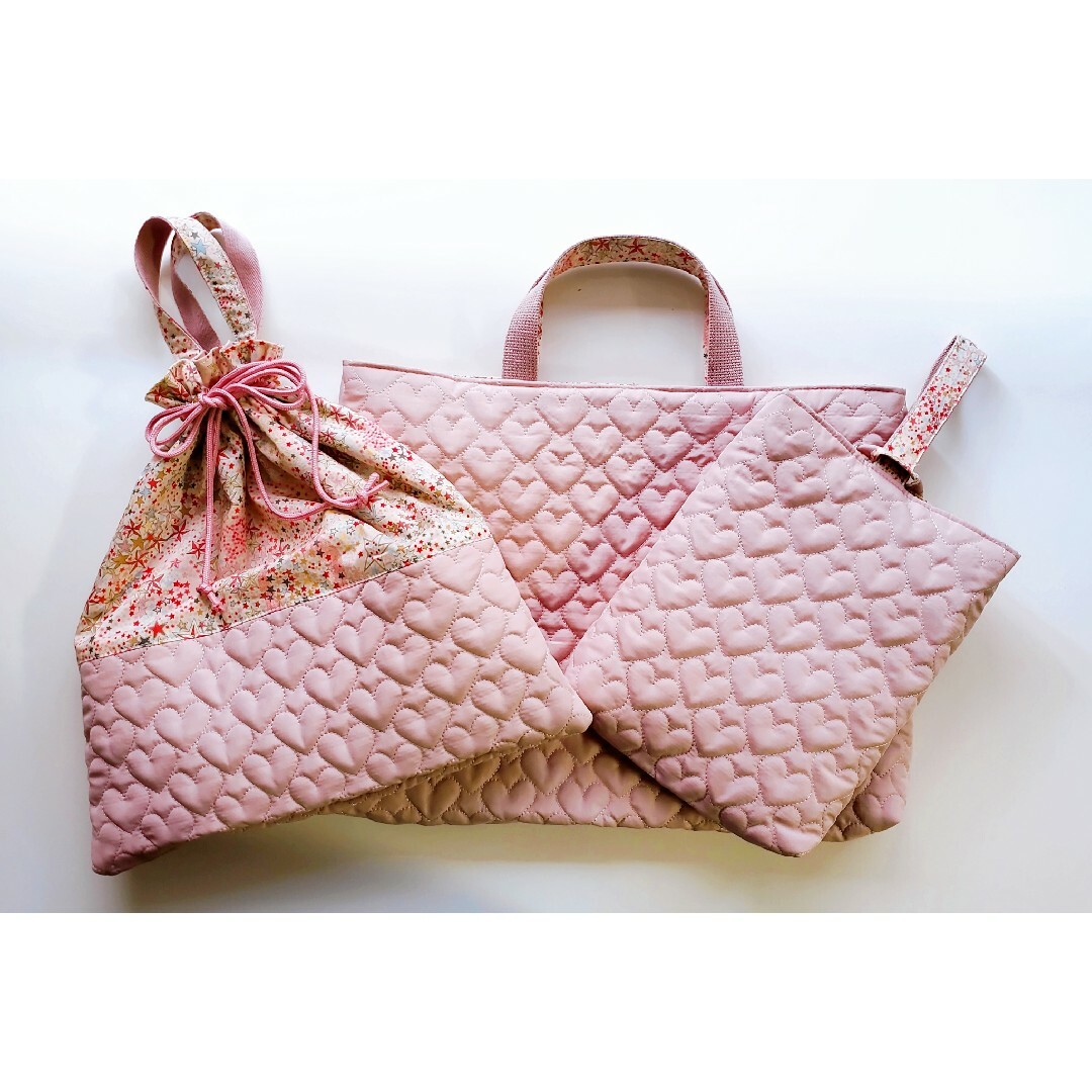 CHECK&STRIPE - 入園入学3点 リバーシブル☆リバティ星&ハート CHECK&STRIPE - 入園入学3点 リバーシブル☆リバティ星&ハート