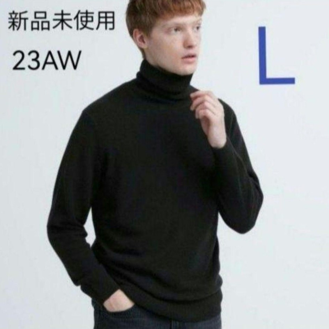 UNIQLO(ユニクロ)の新品未使用 ユニクロ カシミヤタートルネックセーター ブラック Lサイズ メンズのトップス(ニット/セーター)の商品写真