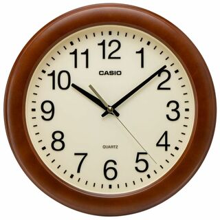 【色: 濃茶】CASIOカシオ 掛け時計 ブラウン アナログ 木目 29.5cm(置時計)