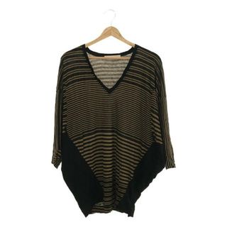 ステラマッカートニー(Stella McCartney)のSTELLA McCARTNEY / ステラマッカートニー | ボーダー Vネック サイド切替 ドルマンスリーブ カットソー | 38 | ベージュ / ブラック | レディース(シャツ/ブラウス(長袖/七分))