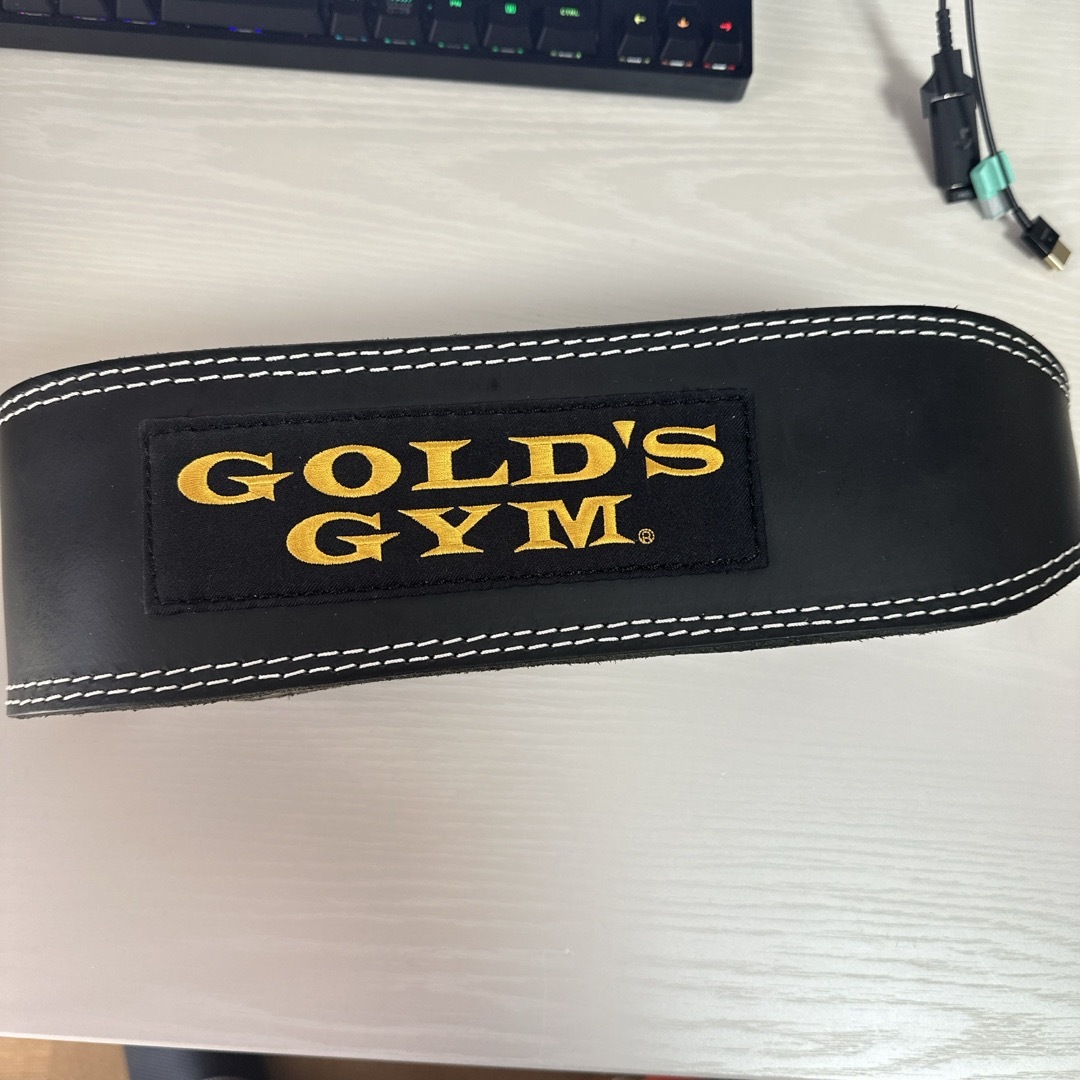 GOLD'S GYM(ゴールドジム)のゴールドジム(GOLD'S GYM)トレーニングレザーベルト Lサイズ スポーツ/アウトドアのトレーニング/エクササイズ(トレーニング用品)の商品写真