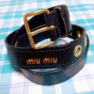 ミュウミュウ(miumiu)の確実本物＊MIU　MIU　ミュウミュウ　レザーベルト　黒(ベルト)