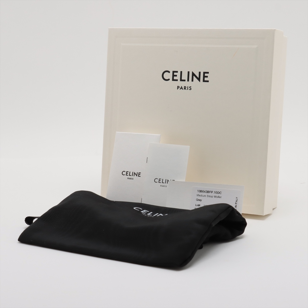 celine(セリーヌ)の美品 セリーヌ ストラップ ウォレット レザー 二つ折り 財布 本革 グレー メンズ レディース MMM J29-10 メンズのファッション小物(折り財布)の商品写真