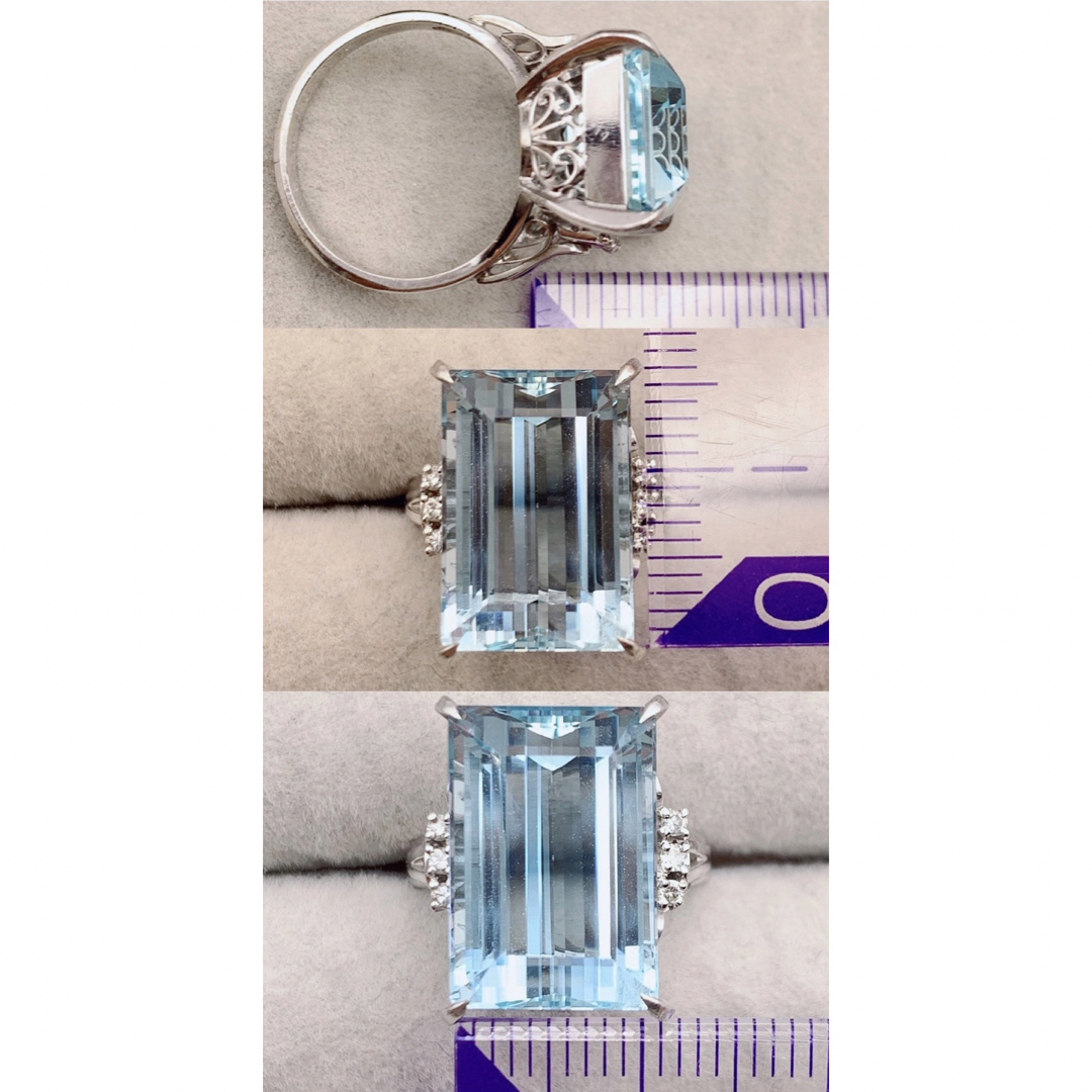 天然 アクアマリン 10.29ct 11号 プラチナ リング  レディースのアクセサリー(リング(指輪))の商品写真