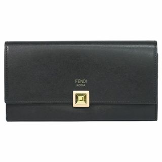 フェンディ(FENDI)の本物 フェンディ FENDI ロゴ 長財布 ロングウォレット レザー ブラック 8M0251 財布 ウォレット 中古(財布)