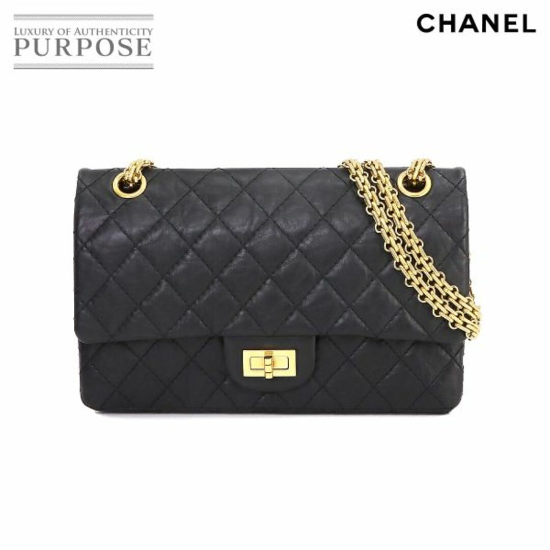 未使用 展示品 シャネル CHANEL 2.55 マトラッセ チェーン ショルダー バッグ レザー ブラック A37586 ゴールド 金具 VLP 90220212カラー本体