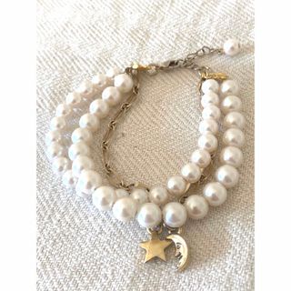 アッシュペーフランス(H.P.FRANCE)の◯美品　corchea  月　星　パール　ブレスレット(ブレスレット/バングル)