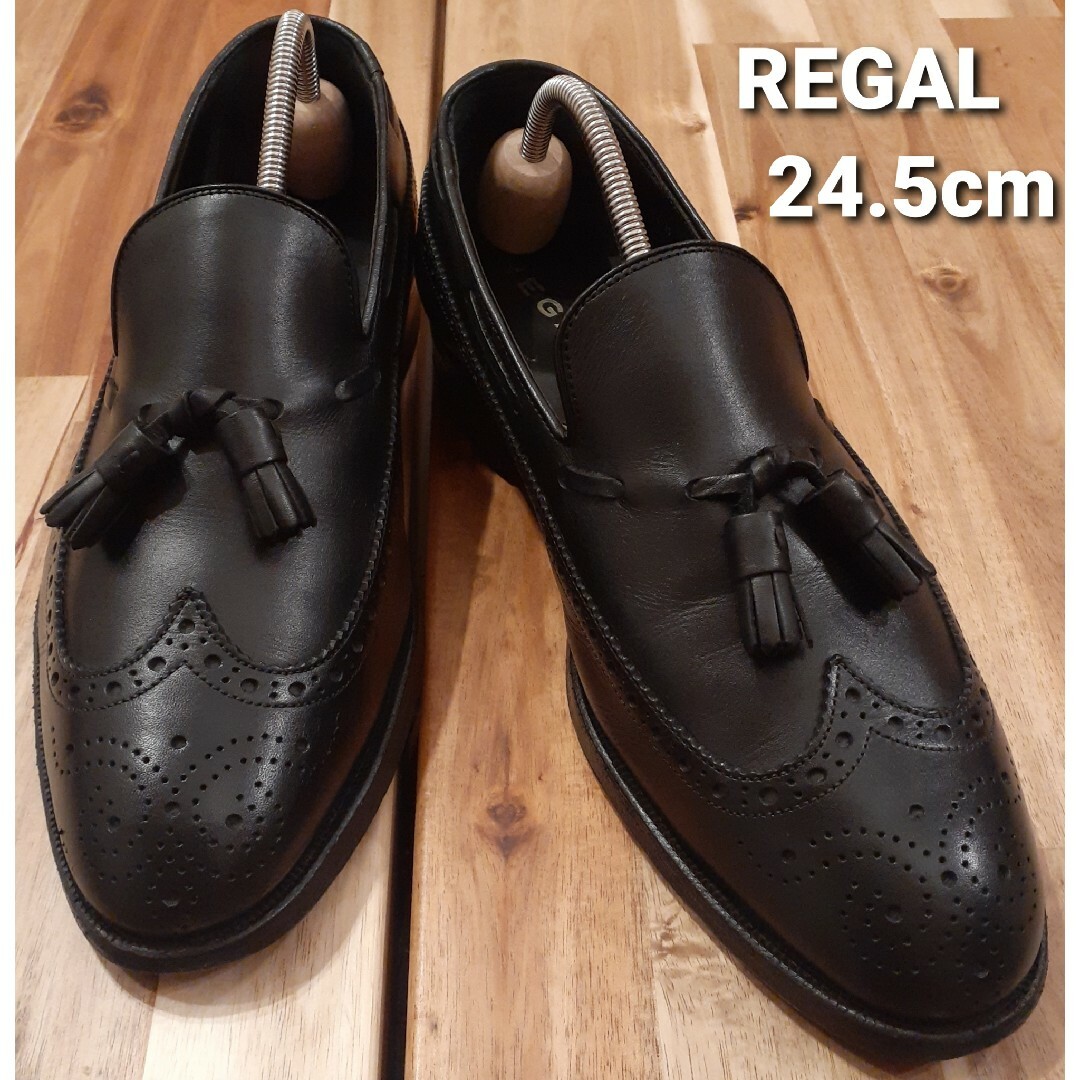リーガル　ウイングタッセル　メダリオン　ブラック　W143　24.5cmドレス/ビジネス