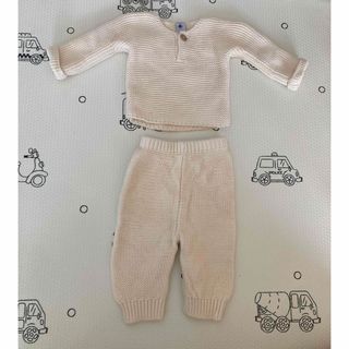 プチバトー(PETIT BATEAU)の美品　プチバトー　トップス　パンツ ２点セット　セットアップ　コットンニット(シャツ/カットソー)