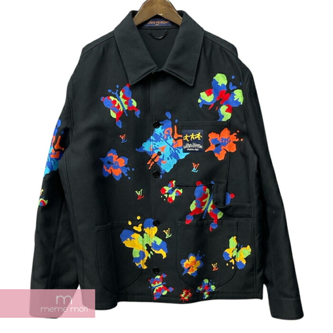 ジャケット/アウターLOUIS VUITTON 2023SS Workwear Over Shirt 1AATKV ルイヴィトン ワークウェアーオーバーシャツ シャツジャケット LVバタフライ・パターン シルク混 ブラック サイズXXL 【240116】【-A】【me04】