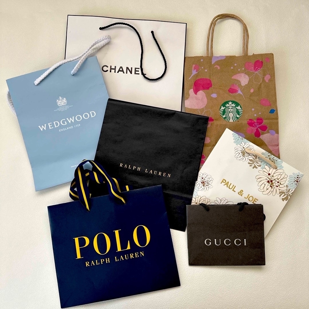 ショッパー 紙袋 ブランド POLO WEDGWOOD CHANEL GUCCI レディースのバッグ(ショップ袋)の商品写真