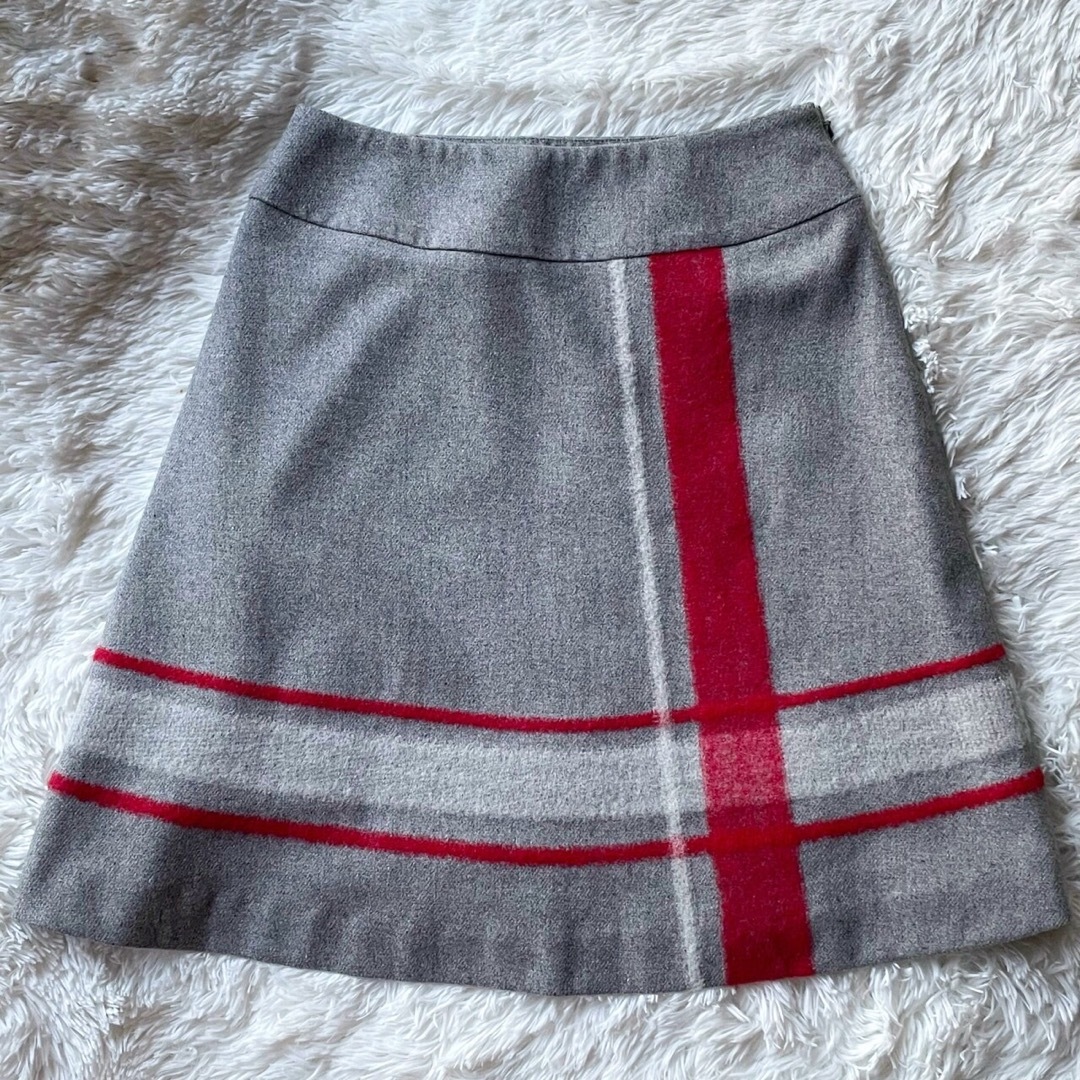 M'S GRACY(エムズグレイシー)のM'S GRACY エムズグレイシー　ウール混　スカート　グレー　Mサイズ　秋冬 レディースのスカート(ひざ丈スカート)の商品写真