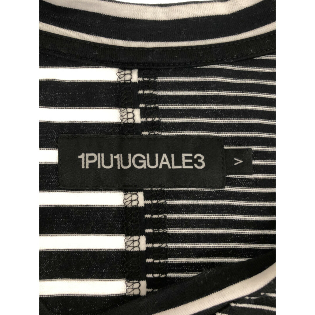 1piu1uguale3(ウノピゥウノウグァーレトレ)の1piu1uguale3 ウノピゥウノウグァーレトレ CRAZY BORDER V-NECK クレイジーボーダーVネックTシャツ ブラック 5 cot252 メンズのトップス(Tシャツ/カットソー(半袖/袖なし))の商品写真